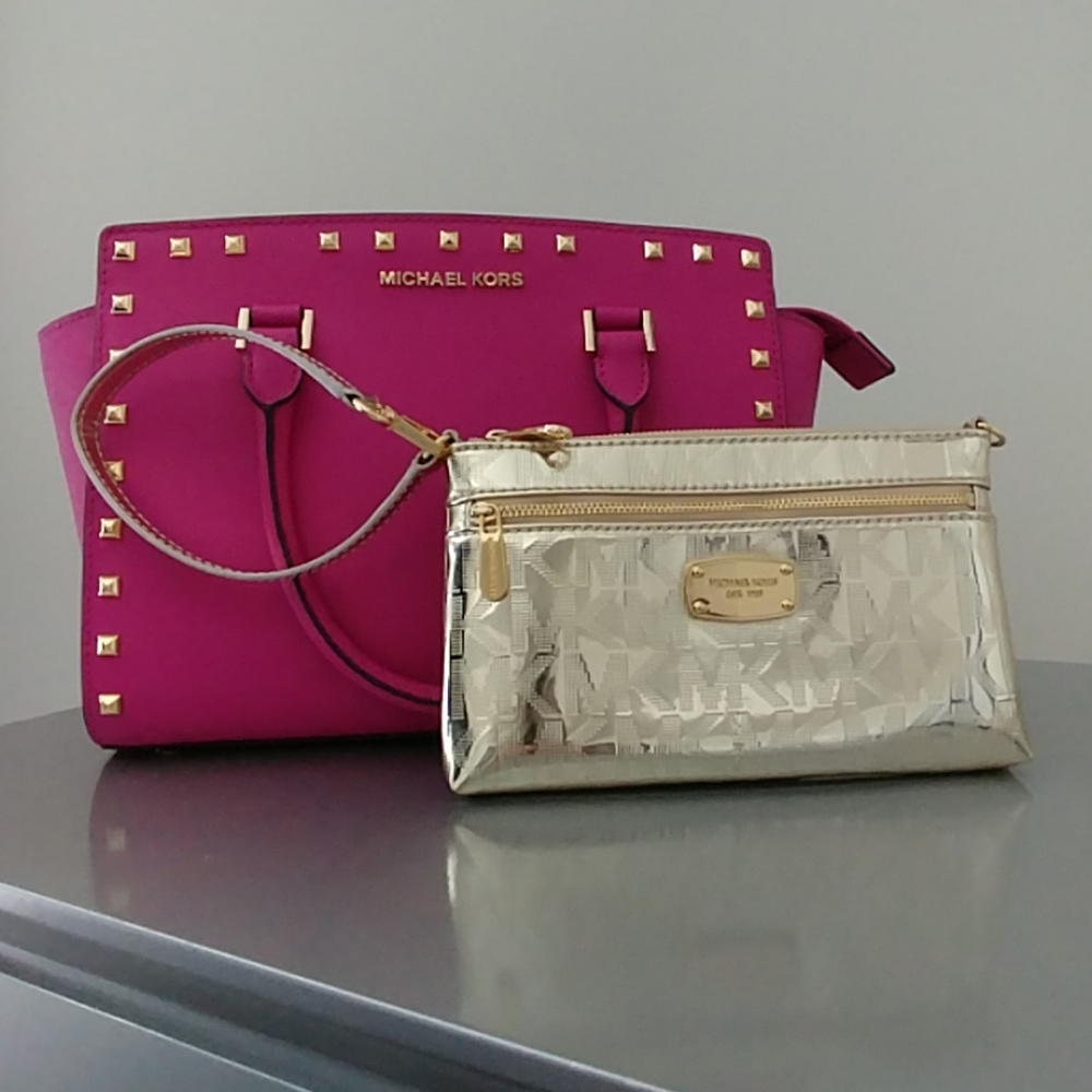 NWT MICHAEL KORS Studded Leather Satchel